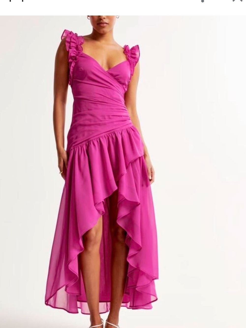 EUC ABERCROMBIE & FITCH WOMENS MAGENTA PINK HIGH LOW MAXI DRESS Med TALL
